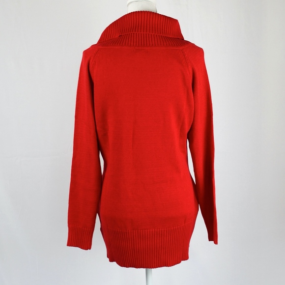 Studded Cowl Neck Sweater, Red XL - Picture 4 of 8
